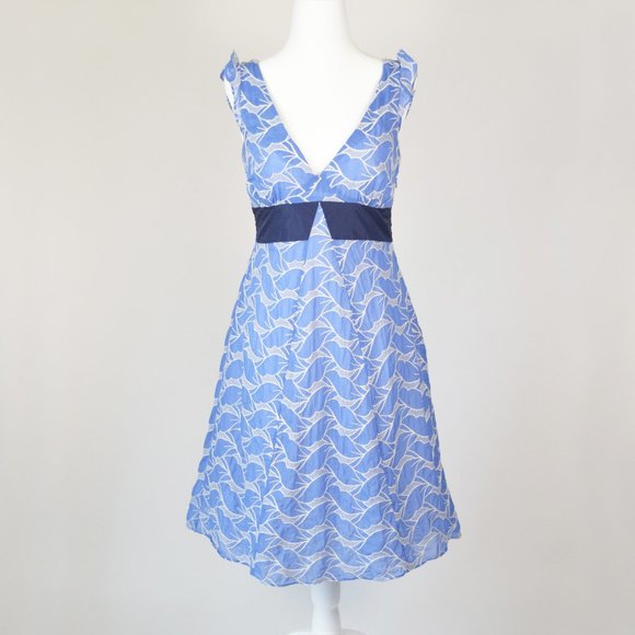 Anthropologie Lithe Waterleaf Dress Silk Blue and White Size 2 Small - Picture 2 of 10